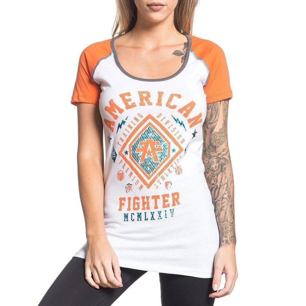 American Fighter Shirt Womens Small Kendall Raglan Short Sleeve Graphic Logo